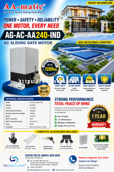 AA-Matic IND 240V AC Sliding Motor Heavy Duty Autogate Set (Max 1200kg Gate (Metal Gear)