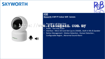 Skyworth 3 MP PT Indoor Wifi Camera - H30