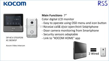 Kocom DP-KCV-S701IP2W & KC-S81M1P - 2Wired Video Intercom