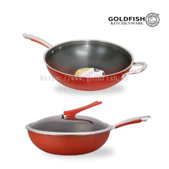 Stainless Steel Non-Stick Honey Comb Wok Pan (Premium) (S32WH-R & S34WH-R)