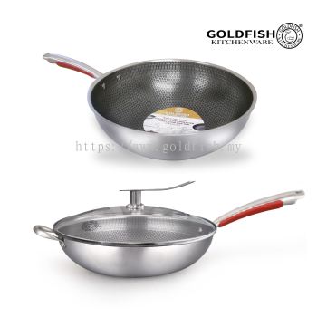 Stainless Steel Non-Stick Honey Comb Wok Pan (Premium) (S32WH & S34WH)
