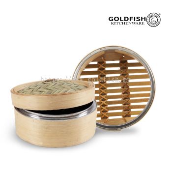 Bamboo Steamer With Stainless Steel Frame & Lid