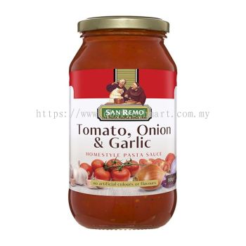 San Remo Pasta Sauce Tomato, Onion & Garlic 500g 