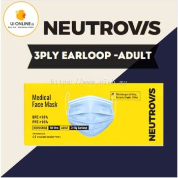 NEUTROVIS 3 PLY MEDICAL MASK ( SKY BLUE ) 50's - EARLOOP