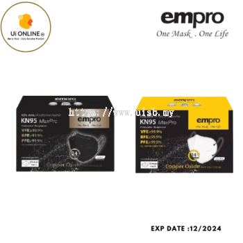 EMPRO KN95 MAX PRO RESPIRATOR MASK  (COPPER OXIDE) 10's + 2's *BUY 1 FREE 1*(EXP 12/2024)