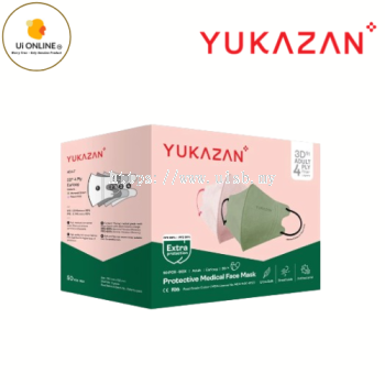 YUKA ZAN 3D 4PLY MEDICAL FACE MASK 10'S X 5  (3D - MORANDI GREEN & PEACH PINK)