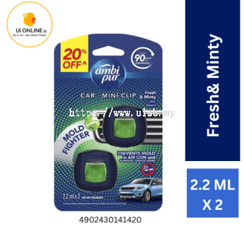 AMBI PUR CAR MINI CLIP MOLD FIGHTER AFTER TABACCO 2.2ML x 2 (Twinpack) FRESH & MINTY