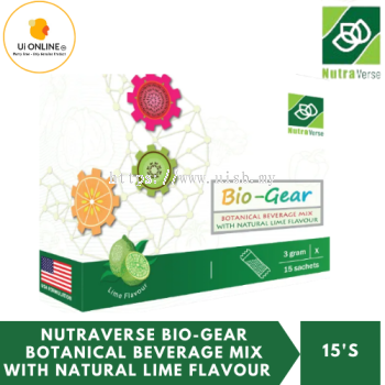 NUTRAVERSE BIO-GEAR BOTANICAL BEVERAGE MIX WITH NATURAL LIME FLAVOUR 15'S