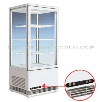 Table Top 4-Sided Glass Door Display Chiller (78 litres) [Ready Stock]
