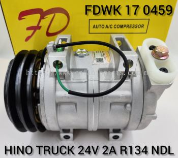 FDWK 17 0459 Hino 2000 DKS17D-NDL 2A 24V R134 Compressor (NEW)