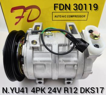 FDN 30119 Nis/YU41 DKS17-NDL 4PK 24V R12 Compressor (NEW)