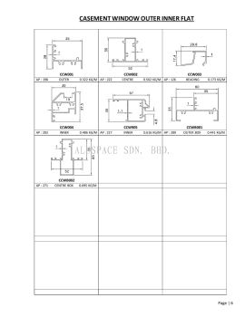 Casement Window Outer Inner Flat Aluminium Profile Series