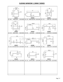 Sliding Window 1.2mm C Series Aluminium Profile Series