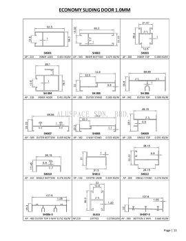Economy Sliding Door 1.0mm Aluminium Profile Series