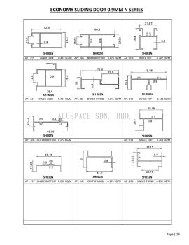 Economy Sliding Door 0.9mm N Series Aluminium Profile Series