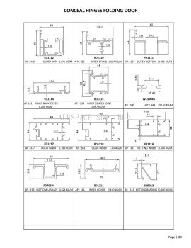 Conceal Hinges Folding Door Aluminium Profile Series
