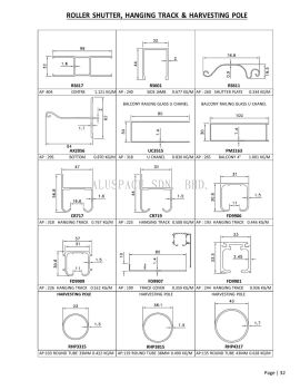Roller Shutter, Hanging Track & Harvesting Pole Aluminium Profile Series