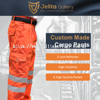 Custom Made Cargo Pants Orange with Double Reflector