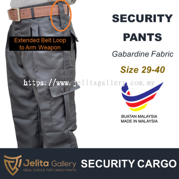 Security Cargo Pants Black Gabardine 6 Pocket 