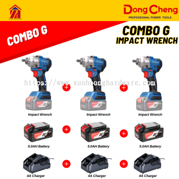 DongCheng Combo G Impact Wrench x3 5.0AH Battery x3 4A Charger x3