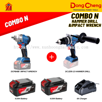 DongCheng 20V Combo N 20V Cordless Hammer Drill & Impact Wrench (DCJZ03-13+DCPB488)