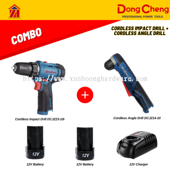 DongCheng 12V Cordless Impact Drill + Cordless Angle Drill DCJZ23-10i +DCJZ14-10