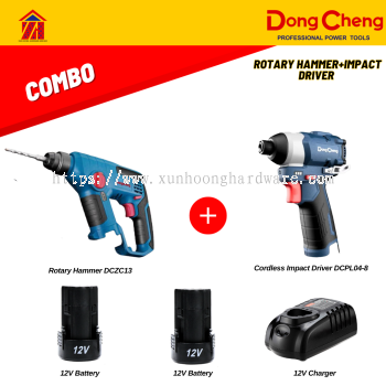 DongCheng 12V Combo Set Rotary Hammer+Impact Driver DCZC13+DCPL04-8