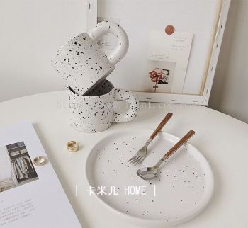Beautiful Splash Ink thick Ceramic Mug & Plate