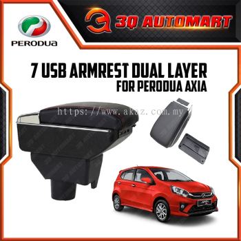 Premium Leather 7 USB Armrest With Cup Holder For Perodua Axia