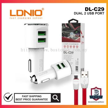 LDNIO DLC29 3.4A Dual 2 USB Port Auto ID Fast Charging Car Charger with LED Indicator (Free Micro Cable & 1 Year Warranty)