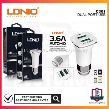 LDNIO C301 Dual Port USB AUTO-ID Car Charger With Andriod Cable