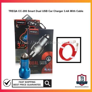 TREQA CC205 Smart Dual USB Car Charger 3.4A With Cable