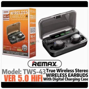 REMAX TWS-43 Wireless 5.0 HD Transmission Binaural Stereo In-Ear Earbuds Sports Earphone HiFi Sound with Digital