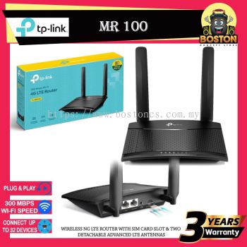 TP-Link TL-MR100 Wireless N300 4G LTE Mobile Direct Sim Modem Router