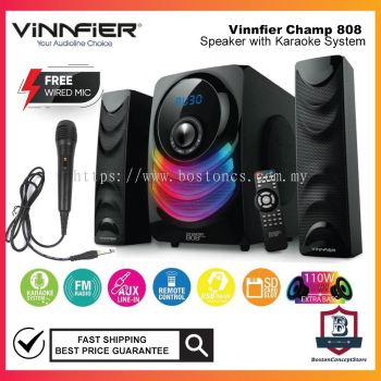 Vinnfier Champ 808 BTRM 2.1 Speaker with Karaoke System Bluetooth Support Microphone Slot