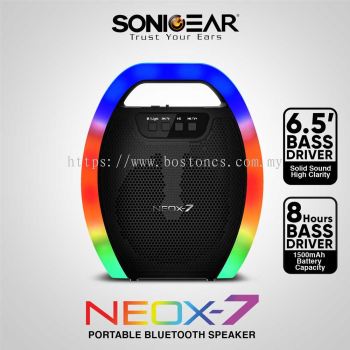 SonicGear Neox 7 RGB Lightning Effect Bluetooth Rechargeable Portable Speaker with Mic Input | 8 Hour Playtime