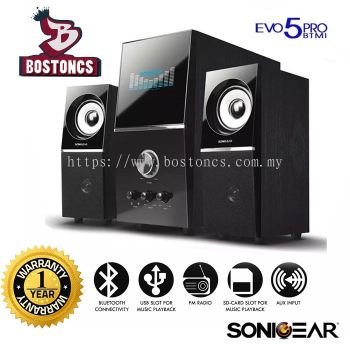 SonicGear EVO 5 Pro Bluetooth Multimedia Speaker  4.75" Full Range Driver  Powerful Bass  FM Radio  1 Year Warranty