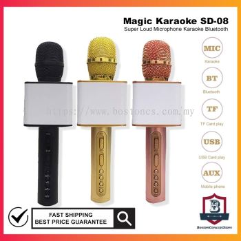 Magic Karaoke SD-08 Super Loud Microphone Karaoke Bluetooth USB SD Card SD08 Extra Loud Extra Bass Karaoke Mic