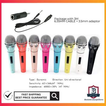 Professional Karaoke Microphone Dynamic YBS-0609 Wired Microphone with Ultra Long 3M 6.35mm AUX Cable  KTV MIC
