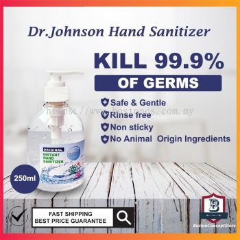 Ready Stock! Dr Johnson Hand Sanitizer 250ml 75% Alcohol Antibacterial Gel Scented 99.9% Kills Bacteria