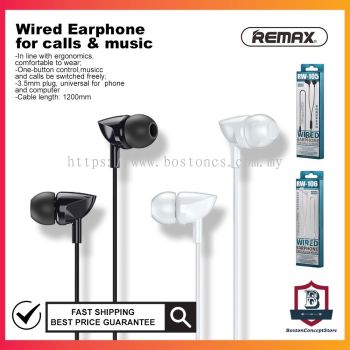 BOSTON REMAX Earphone Wired Headset In-Ear Music Call Mobile Phone Headset One-Button Control RW-106 RW-105 RW105 RW106