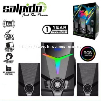 Salpido G4 Trend VR2 2.1 Channel Multimedia Speaker with RGB Led Display / Bluetooth / FM Radio / USB / SD Slot