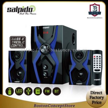 Salpido G3X 2.1 Channel Multimedia Speaker with Bluetooth, FM Radio, SD Slot, USB Slot, AUX  (BLUE / RED)