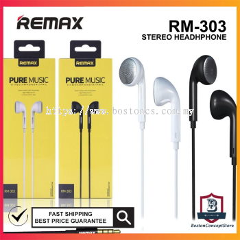 Remax RM-303 High Quality Pure Music Wired Headphone with Microphone Jack - Noise Cancelling (Free Pouch)