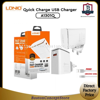 LDNIO A1301Q 3A Quick Charge 3.0 Qualcomm Auto ID Fast Charging USB Charger 1USB