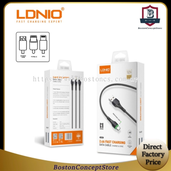 LDNIO LS521 1M / LS522 2M Micro USB / Lightning IP / Type-C Breathing Light 2.4A Fast Charging Data Cable