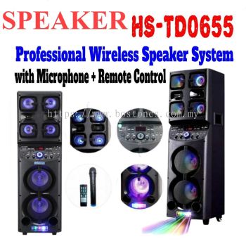 Speaker HS-TD0655 Portable Professional Wireless Speaker System Led Light with Microphone + Remote Control HSTD0655