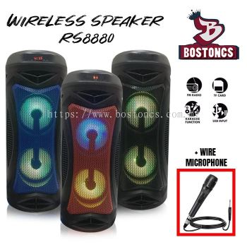 BOSTON RS-8880 / RS-8881 Karaoke Portable Wireless Bluetooth Speaker with LED Light Bluetooth Speaker RS8880 RS8881
