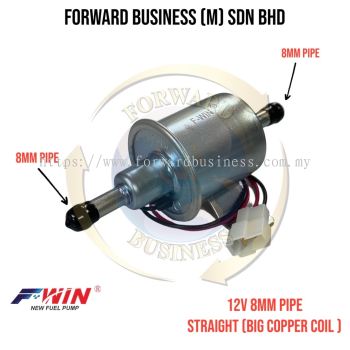 KP80008-12V STRAIGHT ELECTRIC FUEL PUMP HEAVY DUTY (BIG COPPER COIL) 8MM PIPE 12V..