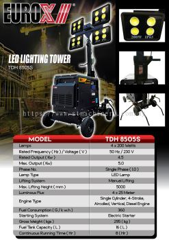 EuroX TDH-8505 LED Lighting Tower (4 X 200W LED LIGHT)